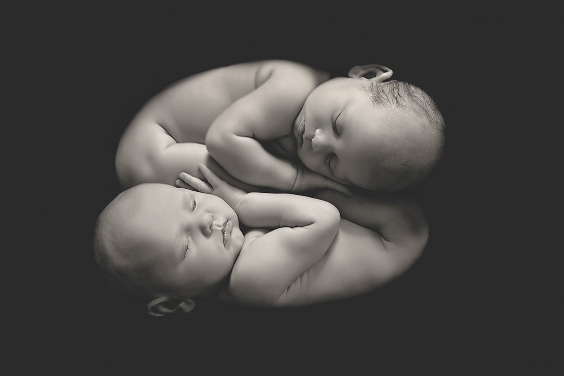 Newborn Twins curled up together - Manchester, NH newborn photographer