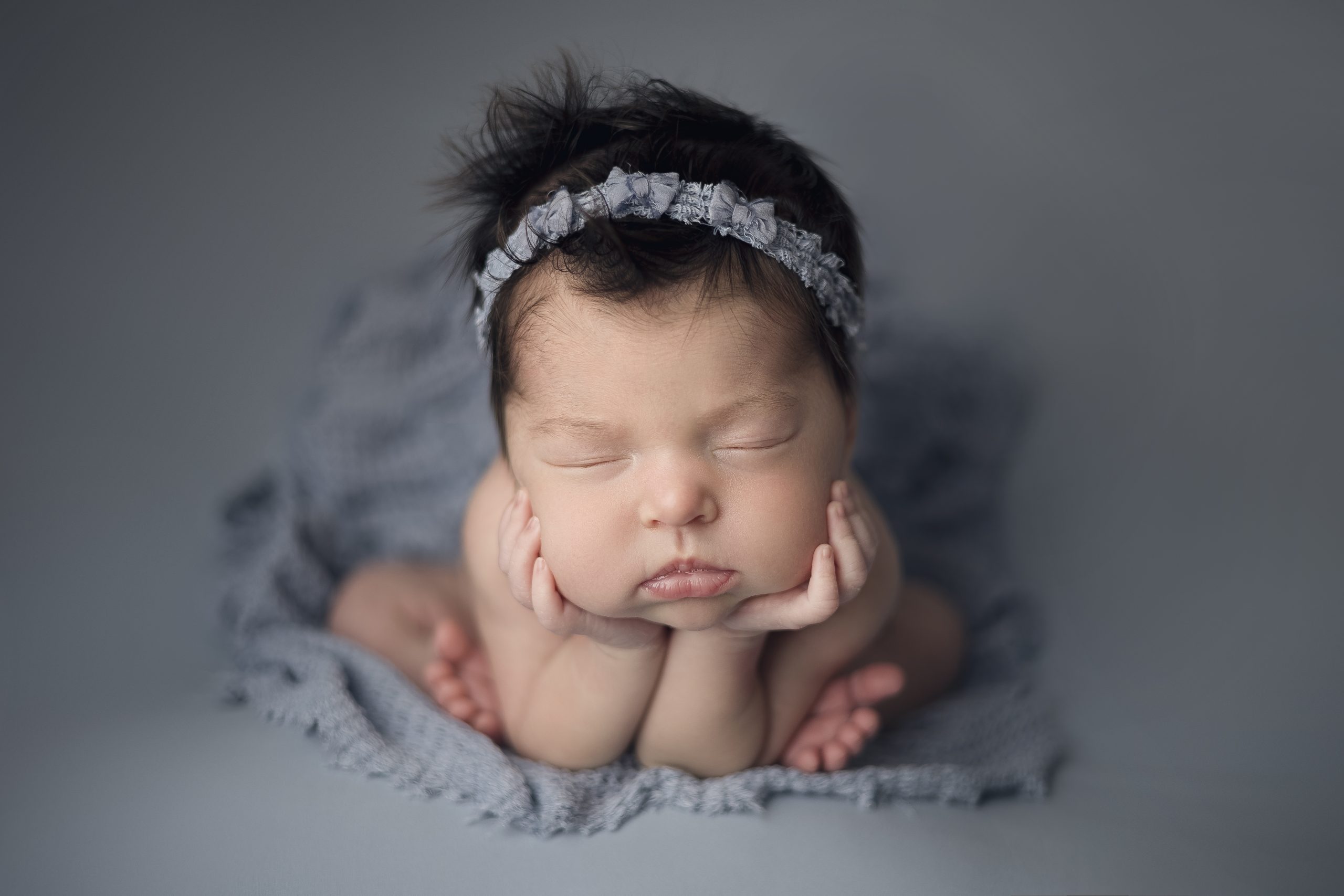 Pretty newborn baby girl in blue - Nutter Photography Nashua, NH 